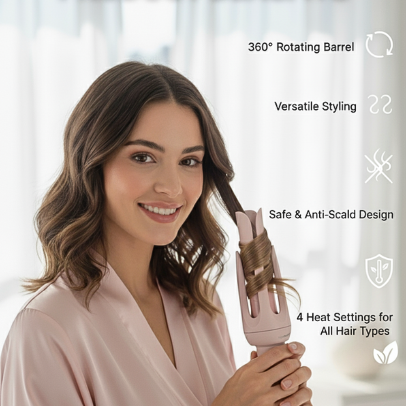 "The Ultimate 6-in-1 Auto-Rotating Hair Curler